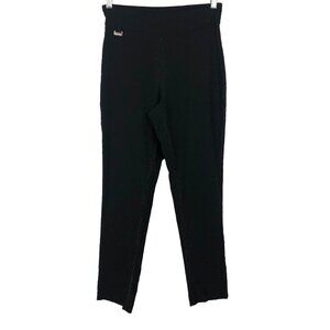 Kate Park Womens Size Small Black Elastic Waist Pull On Dress Pants Raw Hem/Seam